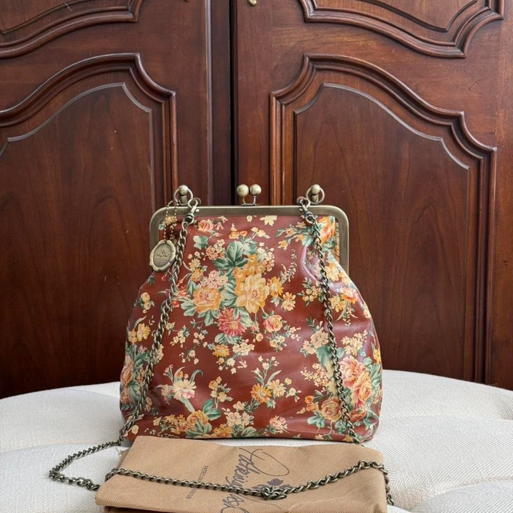 Patricia Nash Vintage Amalfitana Botanical Garden kisslock suede satchel